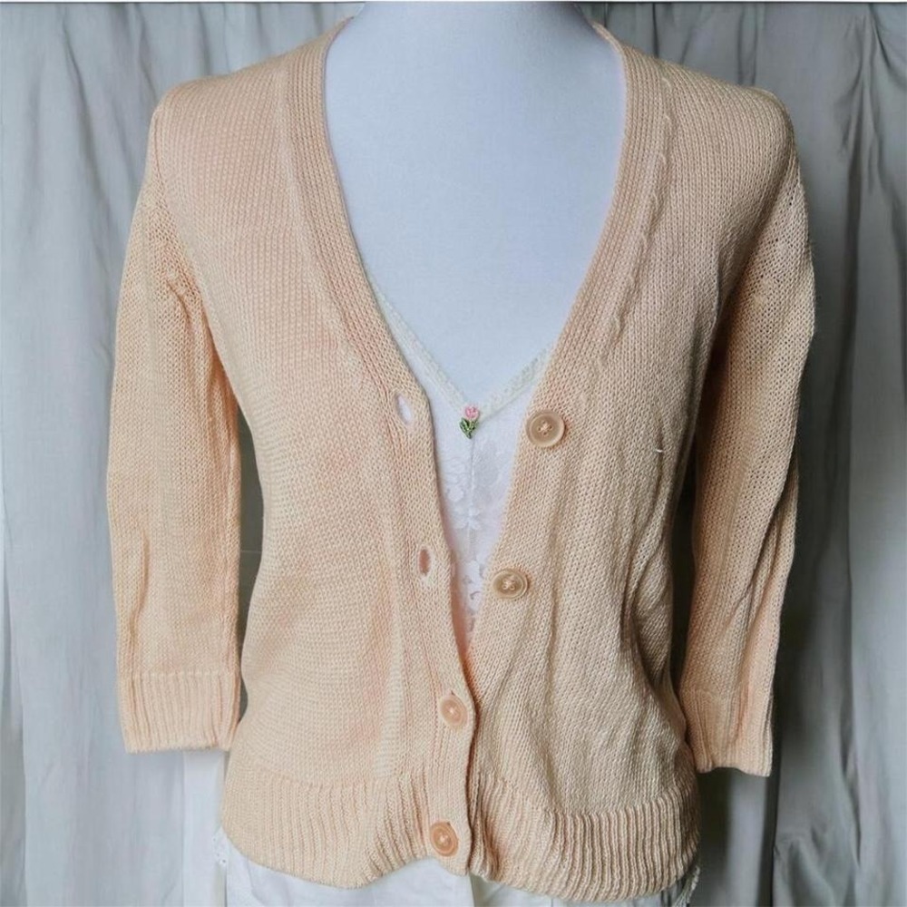 Talbots Petites Blush Pink Cardigan Sweater Women's Small Button Front